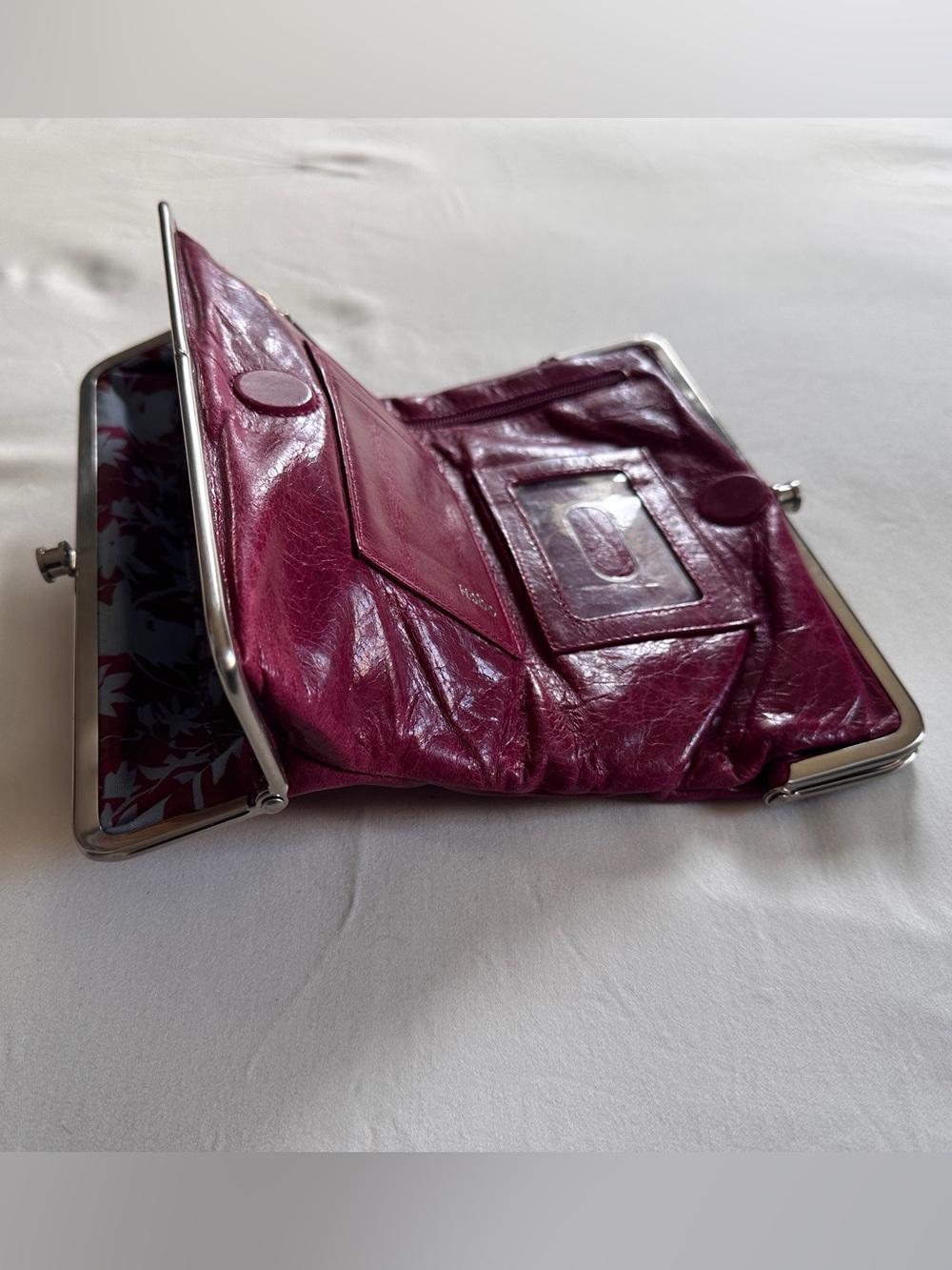 HOBO Lauren Berry Vintage Leather Double Frame Clutch/Wallet - Picture 7 of 10